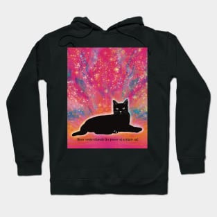 Never underestimate the power of a black cat. Black cat on an abstract background Hoodie